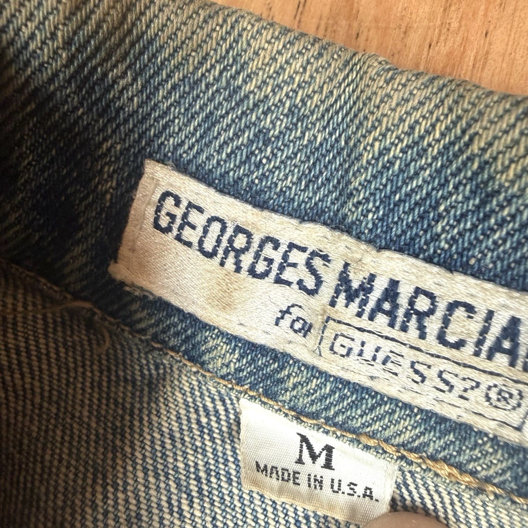 Guess VINTAGE Guess Denim Jacket Mens M Blue Cotton Denim Biker 80s USA Made Shirt/Coat Mens Size US M / EU 48-50 / 2 - 6 Thumbnail