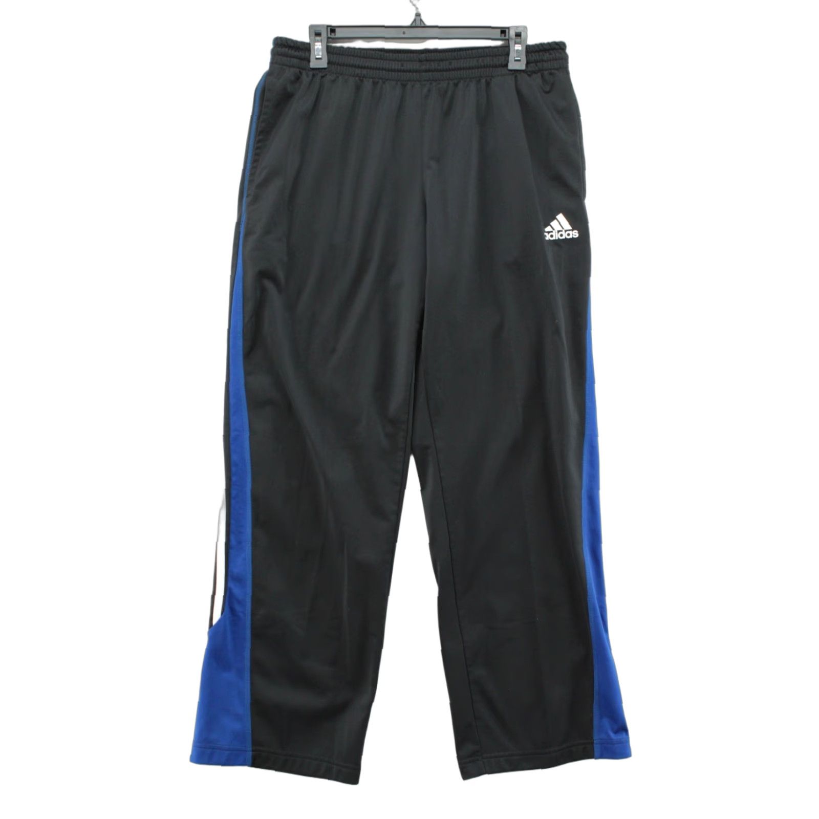 Adidas adidas Track Pants Men M Black Blue White 3 striped ClimaLite Pockets Elastic Waist Regular Inseam 30” City College Sports Vintage No Size US 31 - 1 Thumbnail