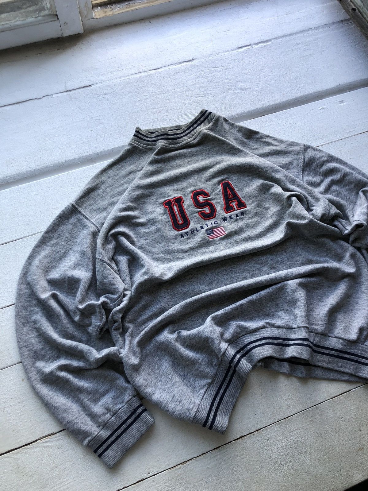 USA Olympics Vintage USA Athletic Wear Grey Sweatshirt Retro Style Size US XL / EU 56 / 4 - 1 Thumbnail