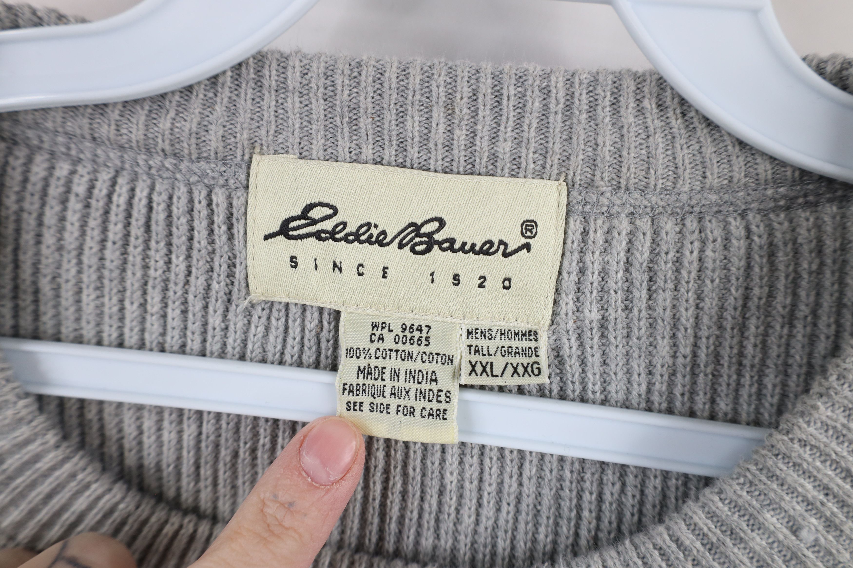 Eddie Bauer × Vintage Vintage 90s Eddie Bauer Heavyweight Ribbed Knit Sweater Gray Size US XXL / EU 58 / 5 - 7 Thumbnail