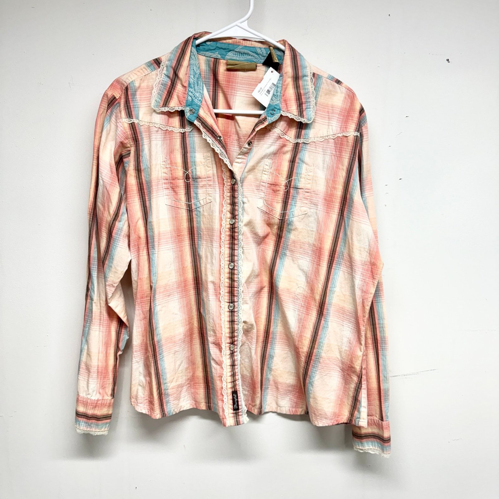 Wrangler Wrangler Pearl Snap Button Plaid Collared Western Shirt XL Size XL / US 12-14 / IT 48-50 - 1 Thumbnail
