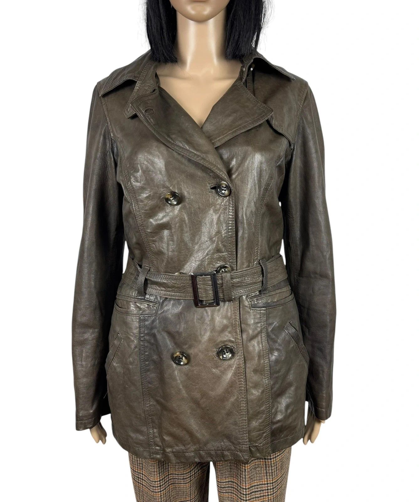 Other Leonardo Vintage Leather Coat Belted size L Size L / US 10 / IT 46 - 2 Thumbnail