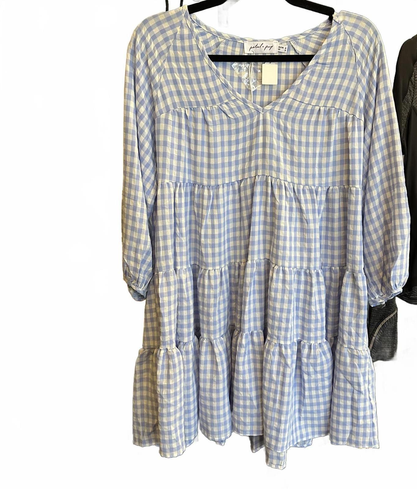Designer Petal + Pup Blue Gingham Tiered Dress Size XS / US 0-2 / IT 36-38 - 1 Thumbnail