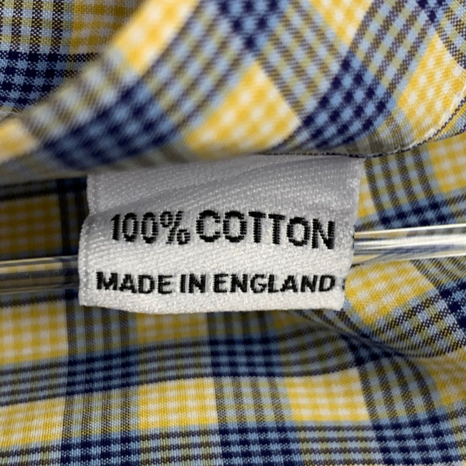 Turnbull & Asser Size L Blue Yellow Checkered Cotton Long Sleeve Shirt Size US L / EU 52-54 / 3 - 6 Thumbnail