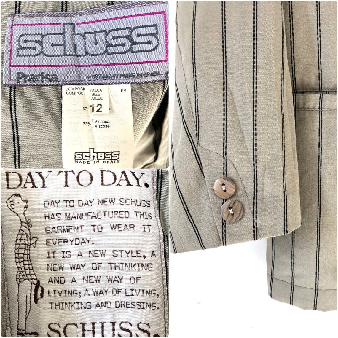 Vintage Vintage 90s Pinstripe Blazer Petite Fit Size XS / US 0-2 / IT 36-38 - 10 Thumbnail