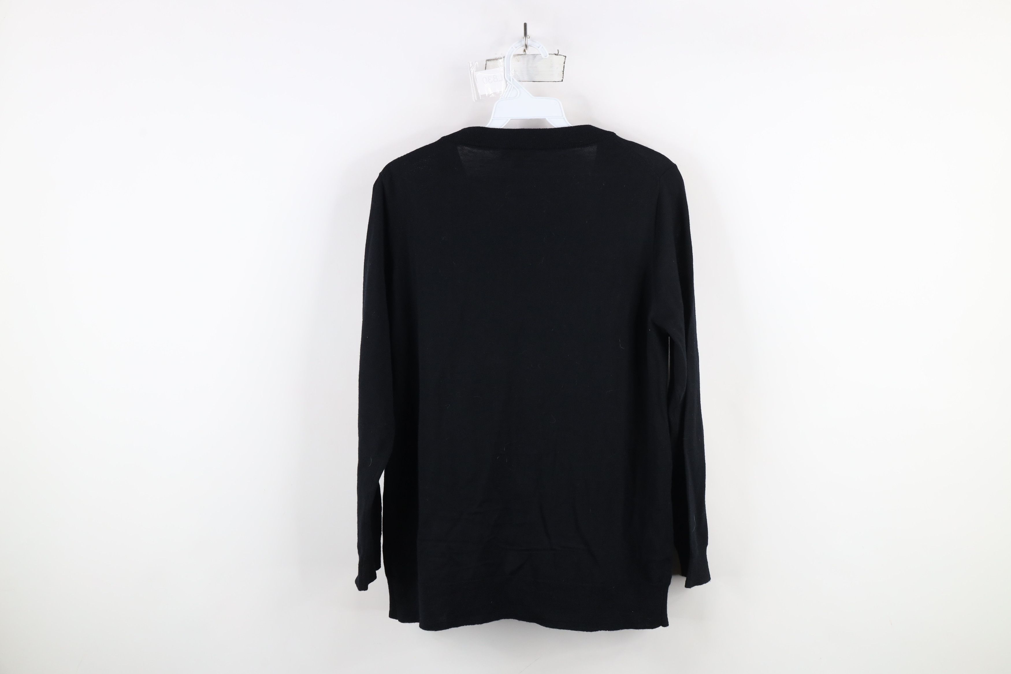 J.Crew × Vintage J Crew Blank Lightweight Merino Wool Knit Sweater Black Size L / US 10 / IT 46 - 10 Thumbnail