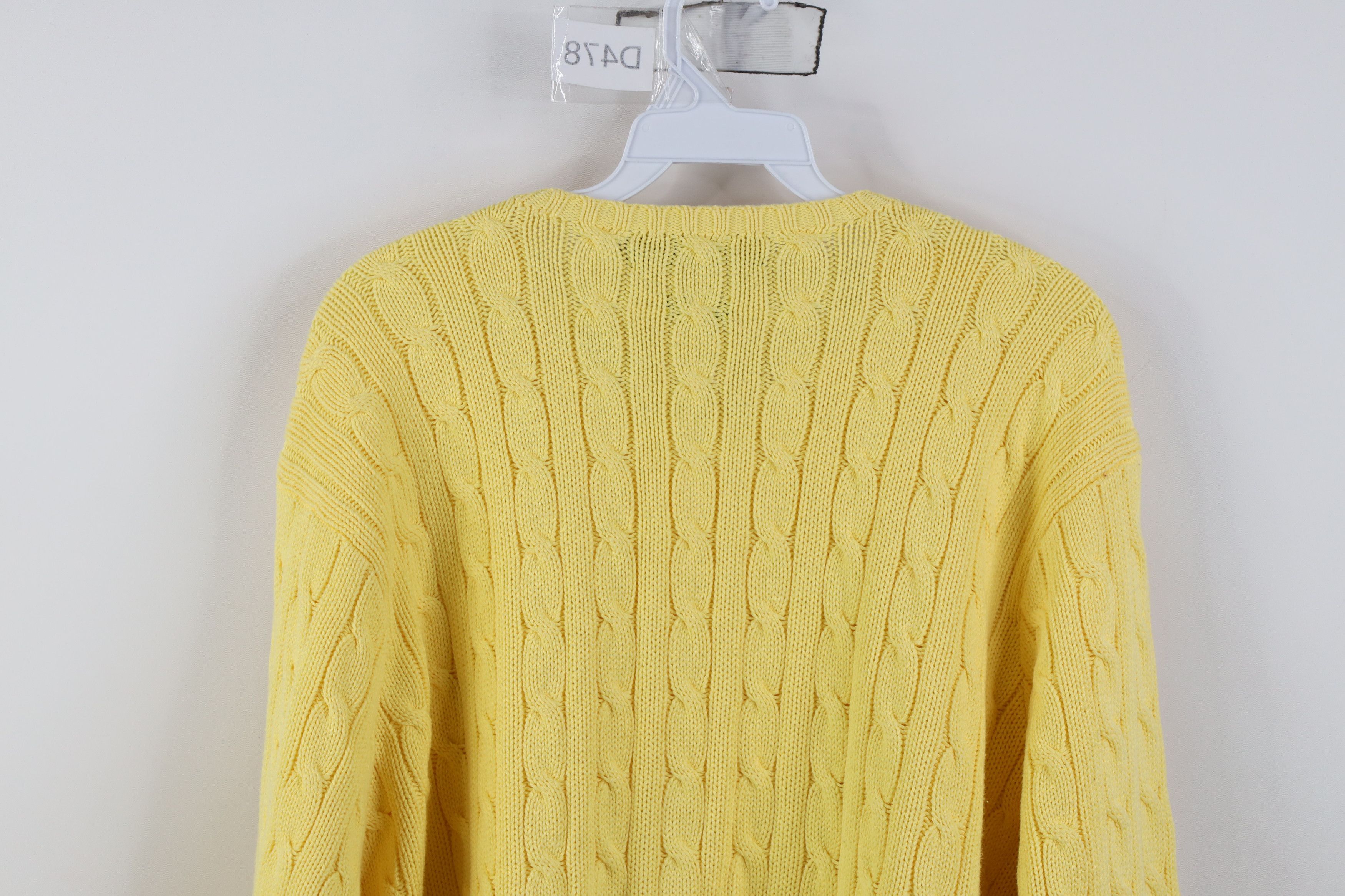 Ralph Lauren Vintage 90s Ralph Lauren Cable Knit Crewneck Sweater Yellow Size US XL / EU 56 / 4 - 9 Thumbnail