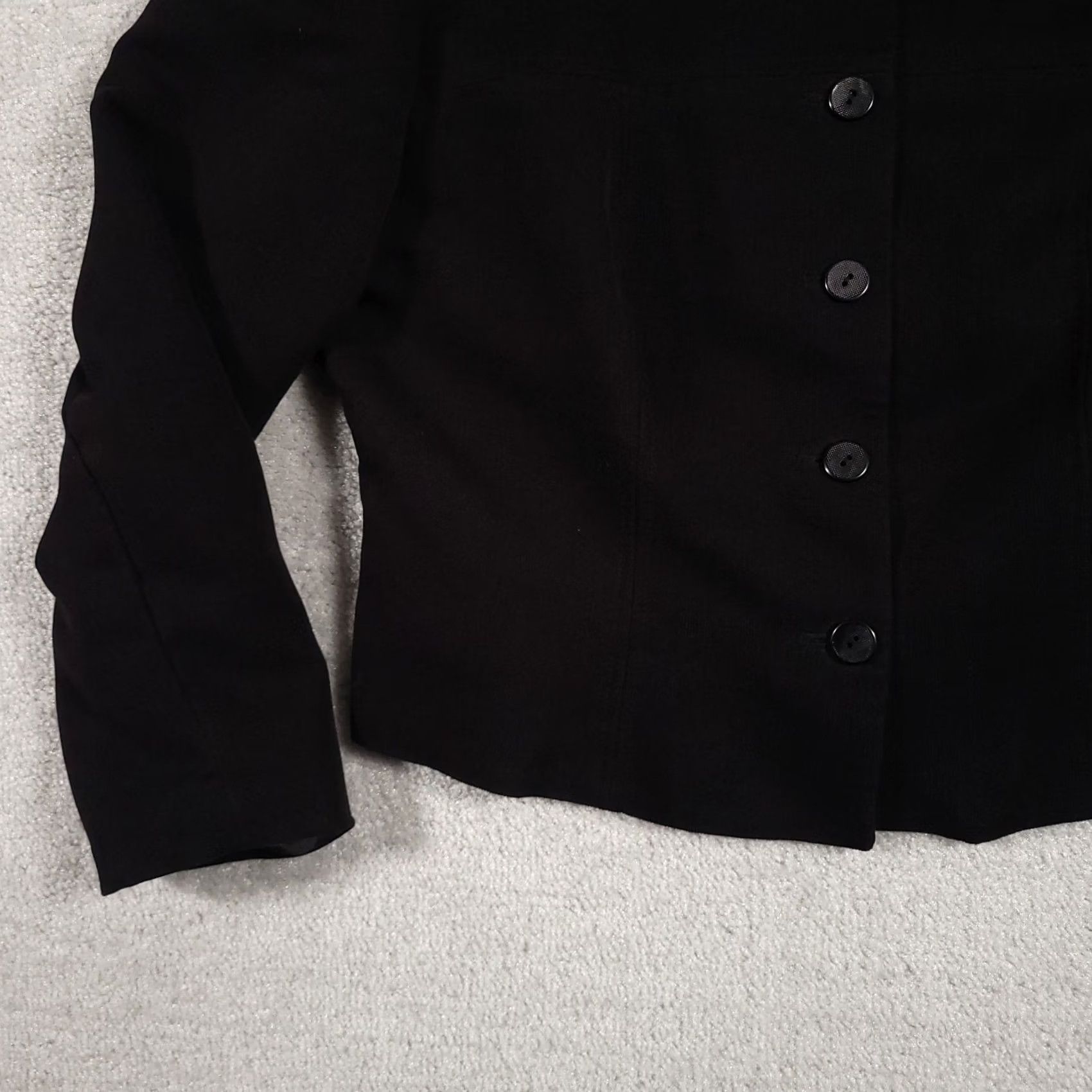 Croft & Barrow Croft & Barrow Blazer Jacket Women's 14P Petite Short Black Corduroy Brushed Button Shoulder Pads Classic Blazer Coat Urban 90s Style Mens? Size 36" / US 14 / IT 50 - 4 Thumbnail