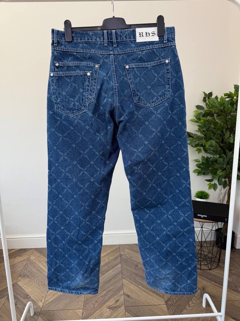 Designer Vintage Rare Humans Lasered Monogram Denim Pants Size US 33 - 9 Thumbnail
