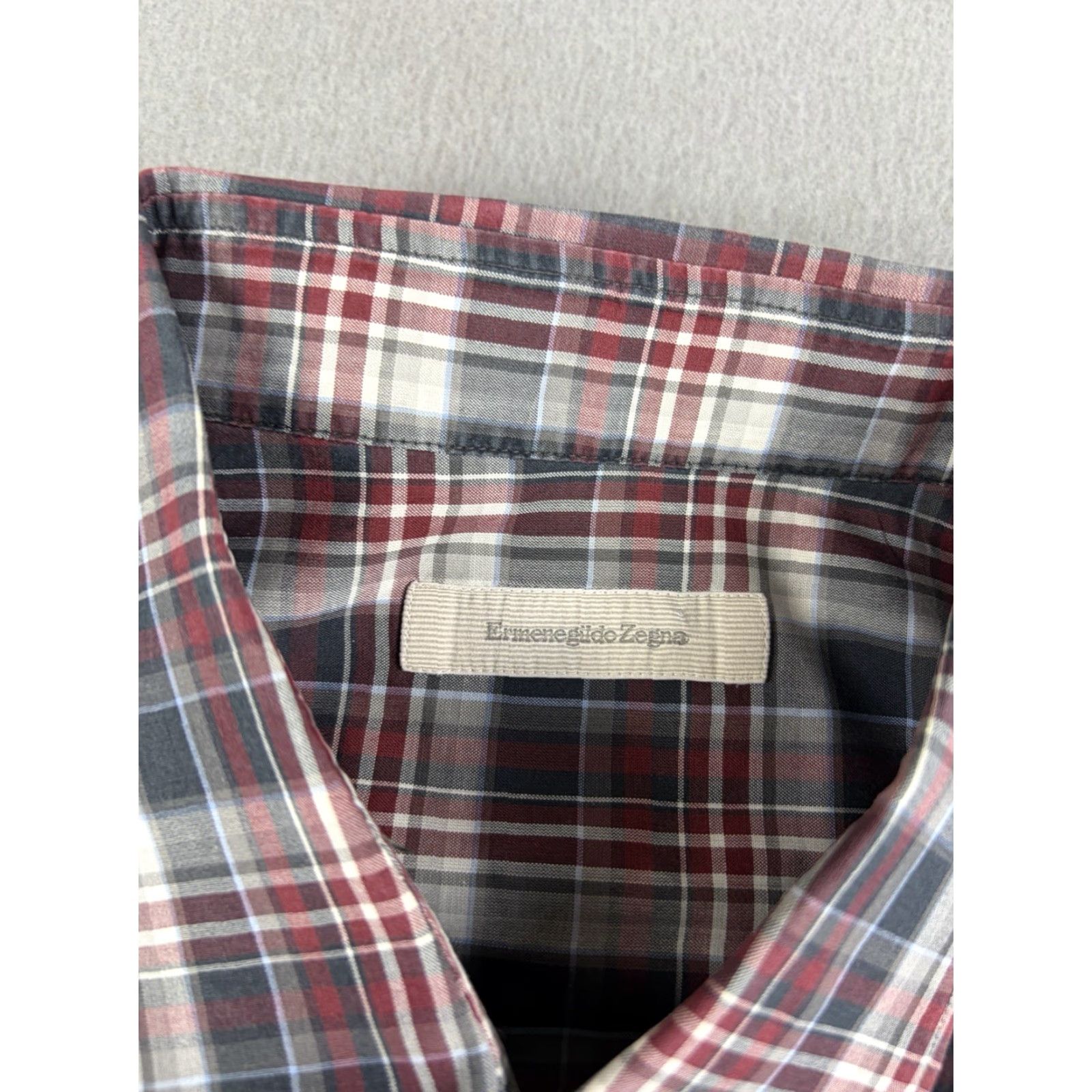 Ermenegildo Zegna Ermenegildo Zegna Shirt Mens XL Gray Plaid Long Sleeve Button-Down Casual Size US XL / EU 56 / 4 - 3 Thumbnail