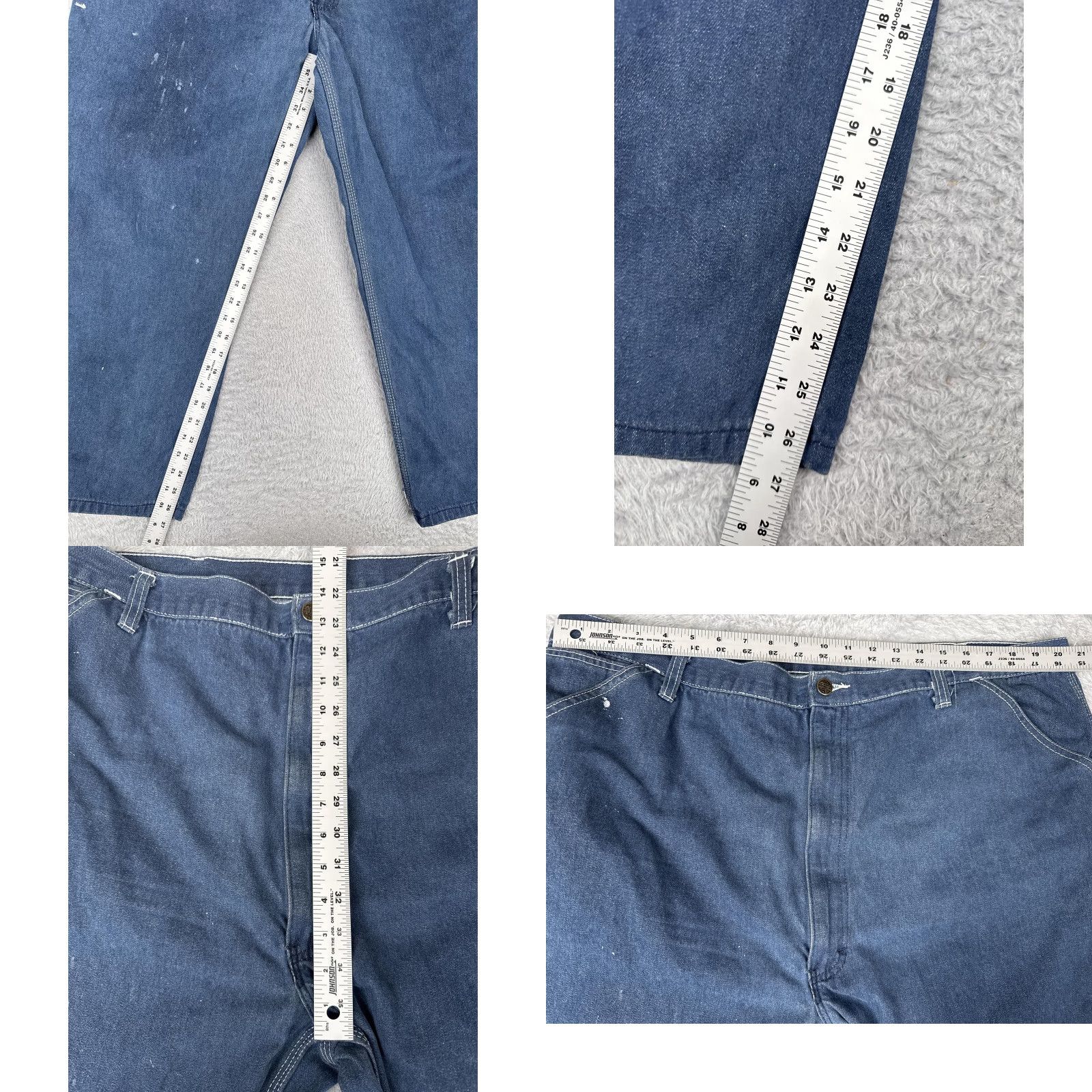 Denime VINTAGE Roebucks Jeans Men 46x30 Carpenter Denim Workwear Hammer Loop 5-Pocket Straight Blue USA Size US 30 / EU 46 - 8 Thumbnail