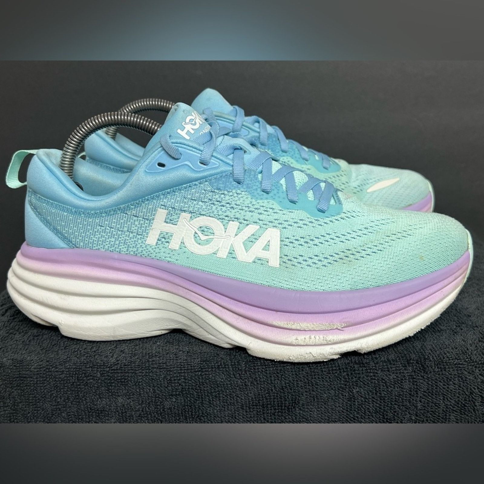 Hoka Hoka Bondi 8 Shoes Womens 9 B Airy Blue Sunlit Ocean Size US 9 / IT 39 - 4 Thumbnail