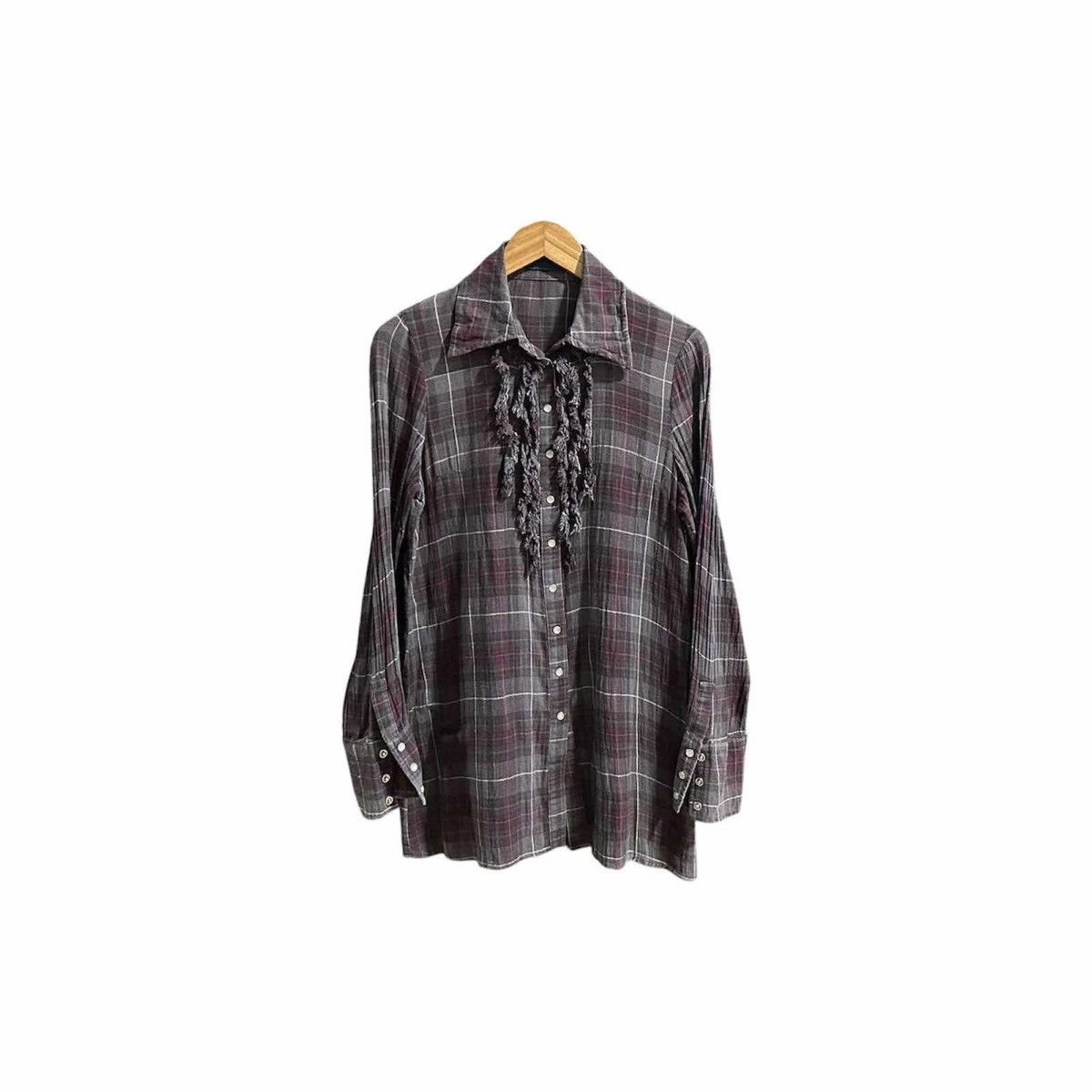 Designer × Hiroko Koshino Homme × Japanese Brand 🔥Vintage Hiroko Bis Wrinkled Rayon Shirt Size US M / EU 48-50 / 2 - 8 Thumbnail