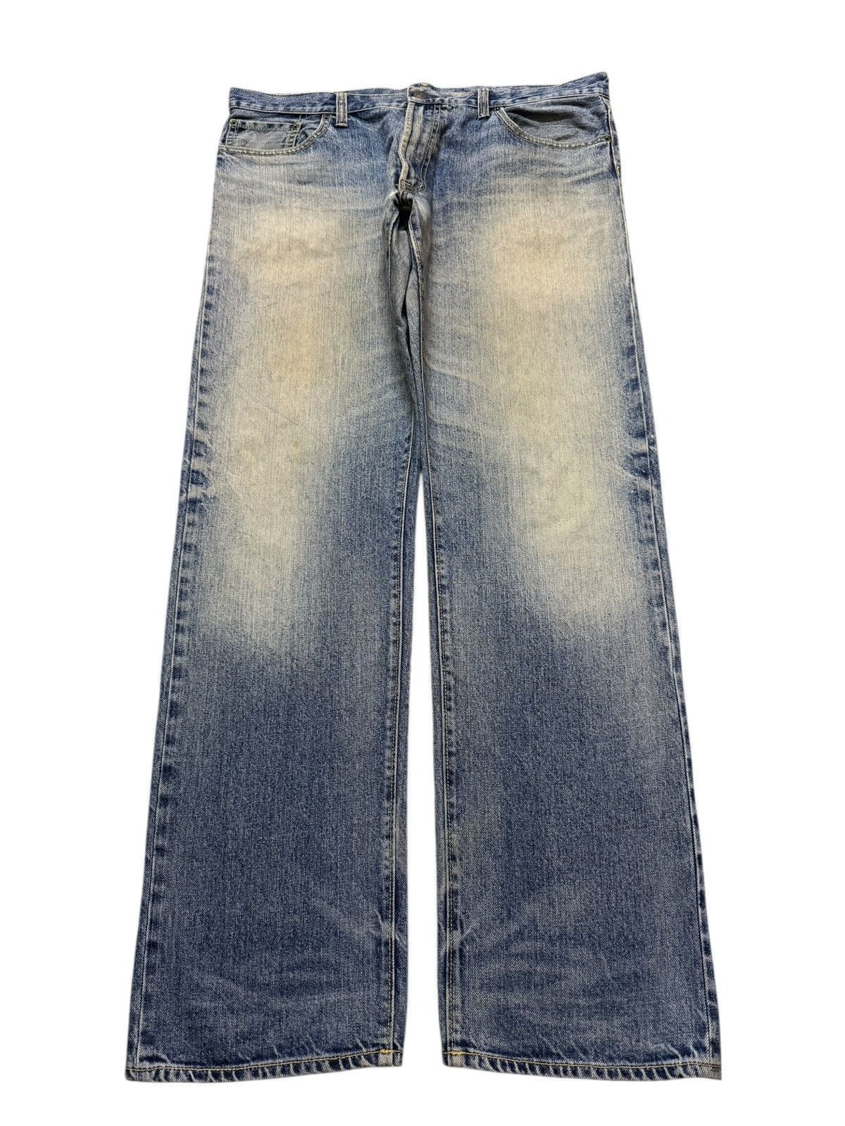 GU Vintage Y2K Japanese GU Blue Faded Mud Wash Straight Leg Size US 38 / EU 54 - 1 Thumbnail