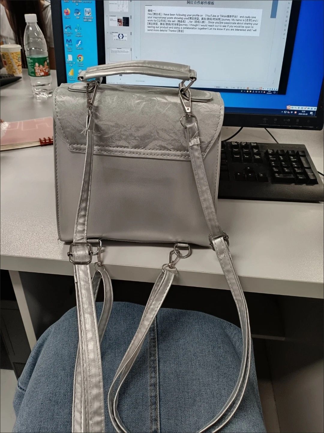 Other Silver Butterfly Handle Bag - Shiny Textured Shoulder Size ONE SIZE - 4 Thumbnail