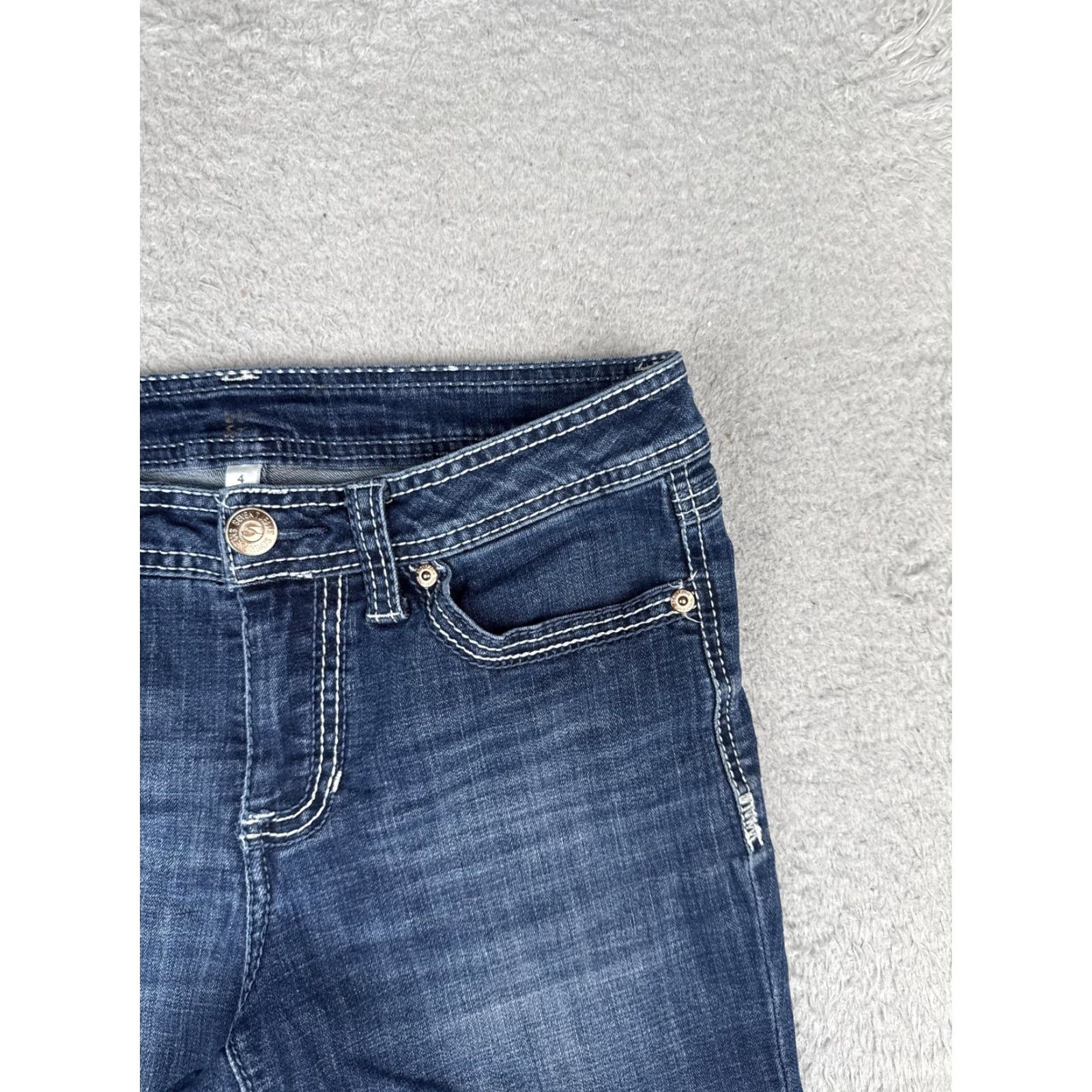 Vintage Seven7 Shorts Womens 4 Blue Denim Cutoff Frayed Hem Embroidered Stretch Pockets Size 27" / US 4 / IT 40 - 5 Thumbnail