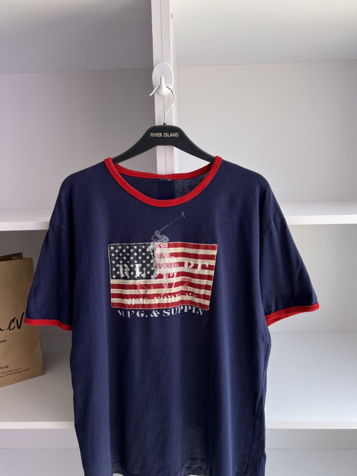 Polo Ralph Lauren × Vintage Vintage Polo Ralph Lauren USA Big Flag Logo Tee Size US L / EU 52-54 / 3 - 5 Thumbnail