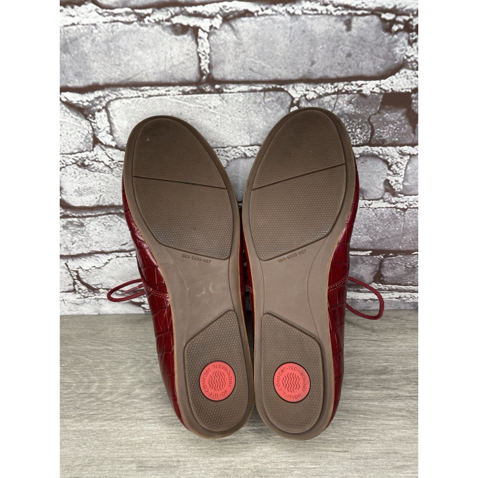Other Fitflop Red Croco Leather Lace Up Comfort Oxfords Shoes Wome Size US 7 / IT 37 - 19 Thumbnail
