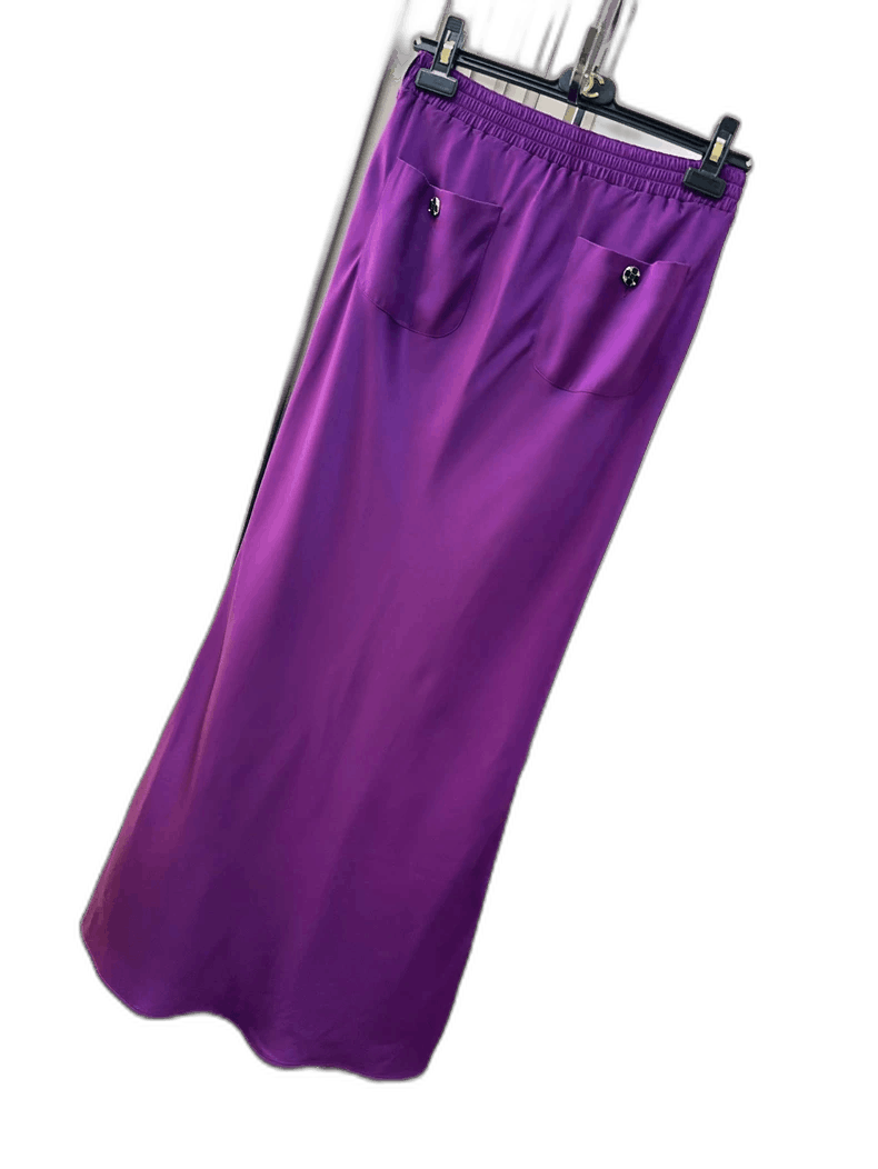 Chanel 22A Purple Satin Silk Dress