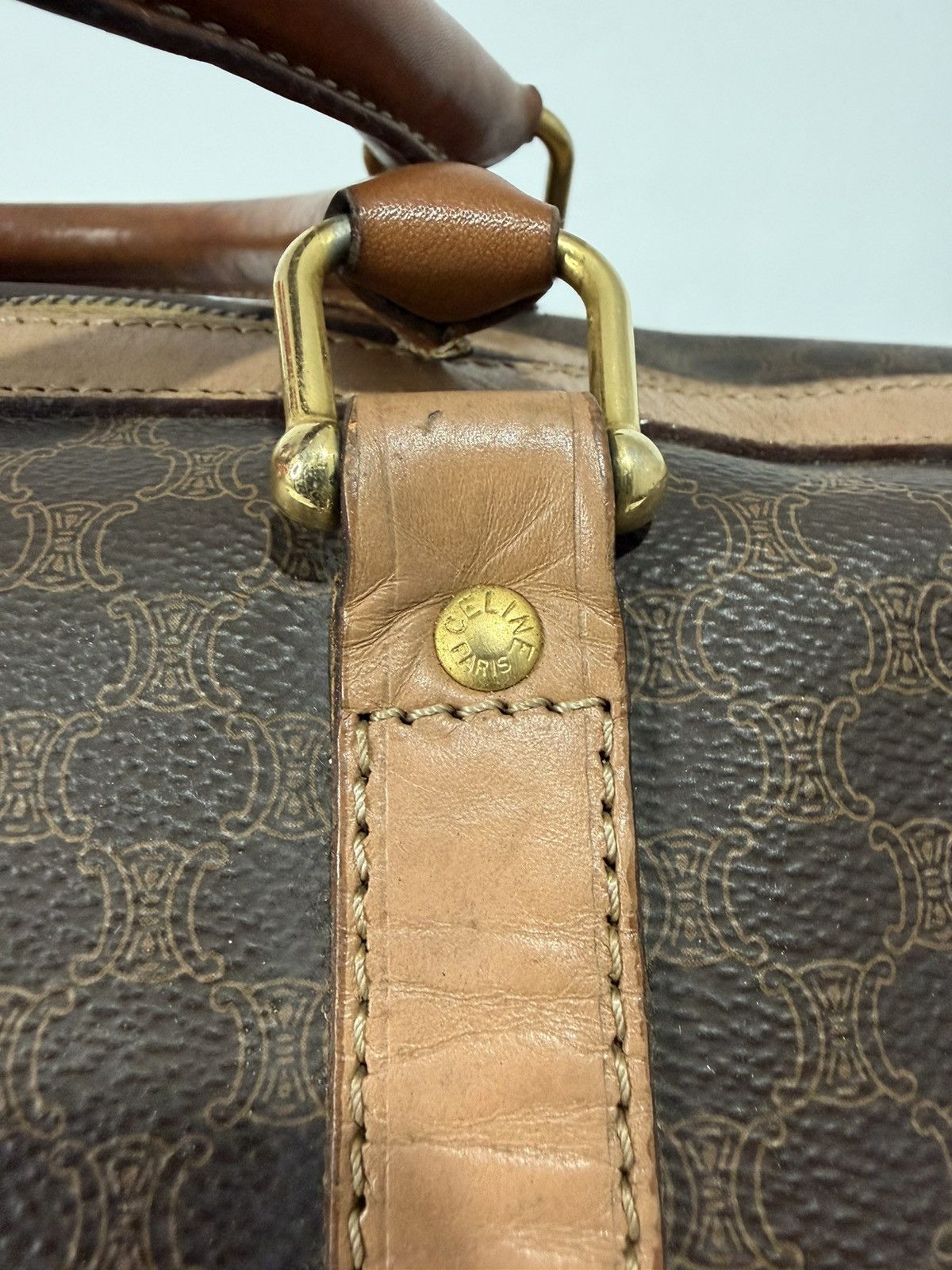 Celine Celine Brown Triomphe Coated Canvas Large Voyage Duffle Bag Size ONE SIZE - 4 Thumbnail