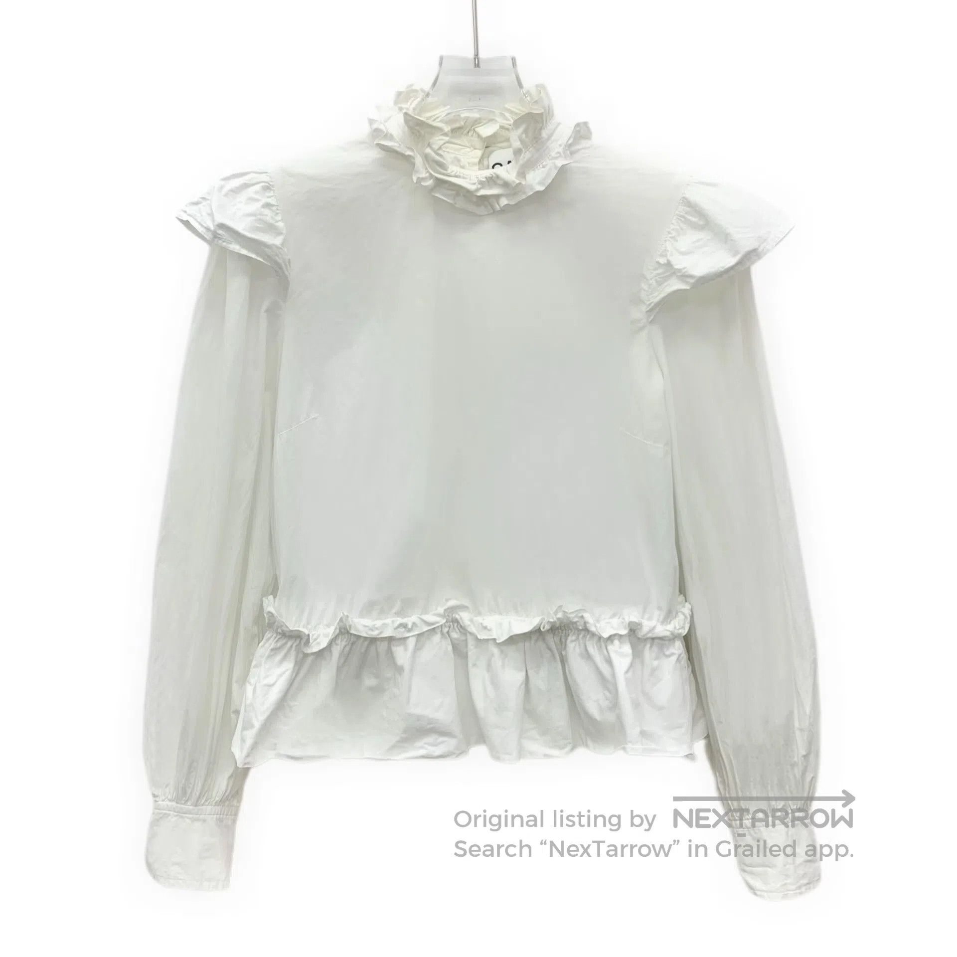 Ganni Ganni White lace design cotton long sleeve shirt| Size XS / US 0-2 / IT 36-38 - 1 Thumbnail