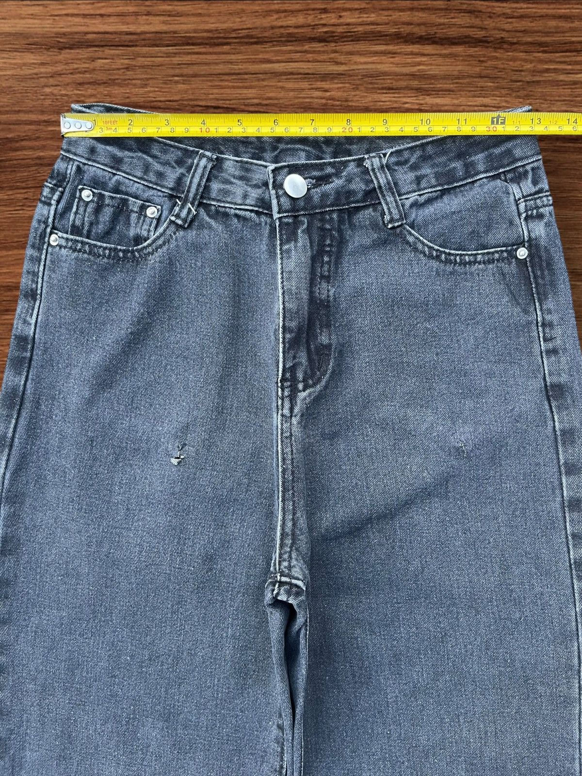 Japanese Brand Vintage Japanese Brand High Rise Baggy Frayed Wide Leg Jeans Size 25" / US 0 / IT 36 - 10 Thumbnail