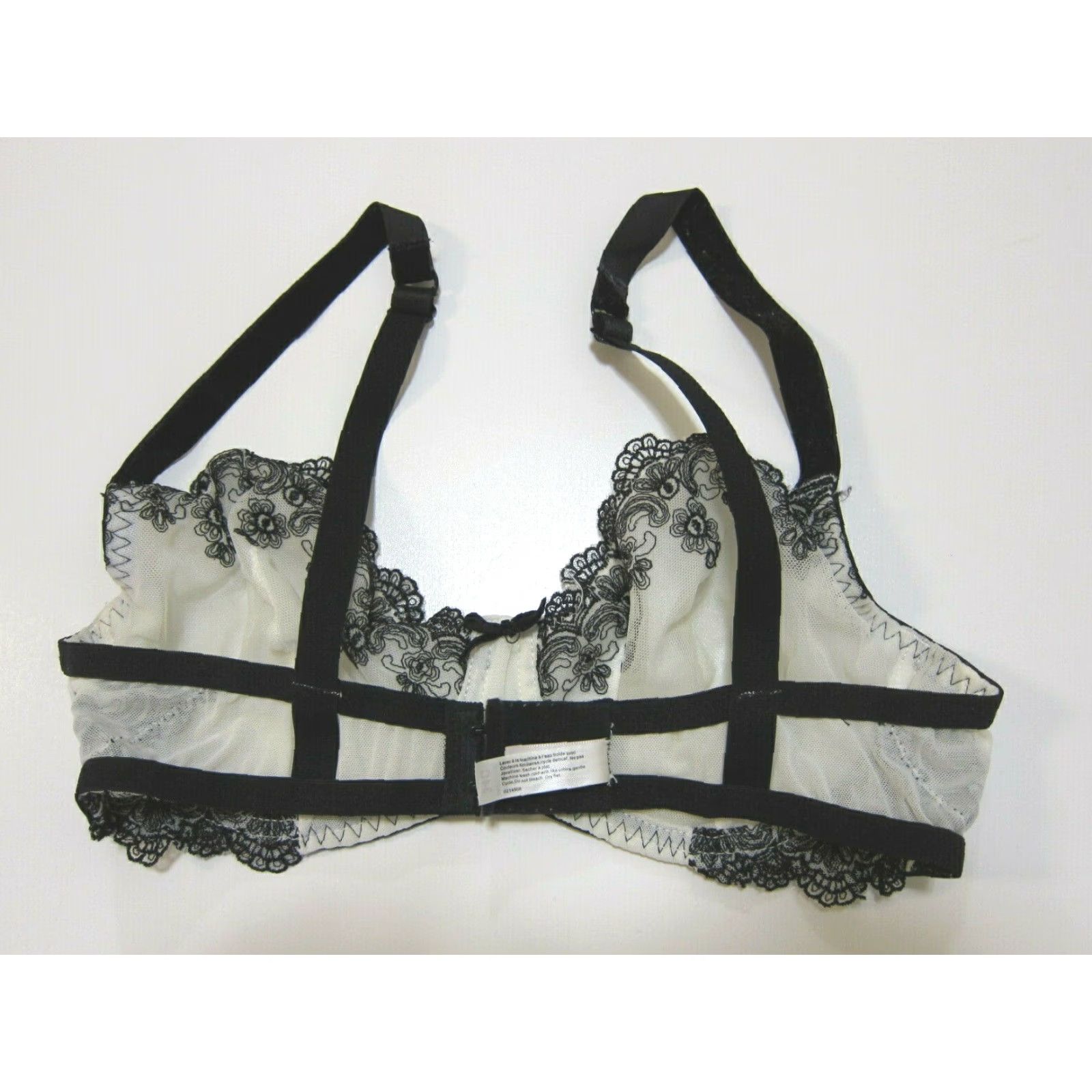 Vintage VINTAGE Blush White Black Lace Embroidered Sheer Underwire Sexy Bra Women 34C Size ONE SIZE - 4 Thumbnail