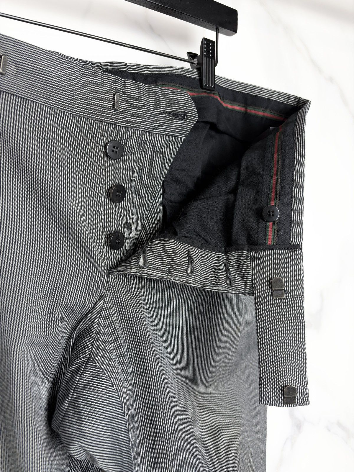 Gucci Gucci Tom Ford Vintage Cuffed Pinstripe Trousers Pants Gray Size US 34 / EU 50 - 6 Thumbnail