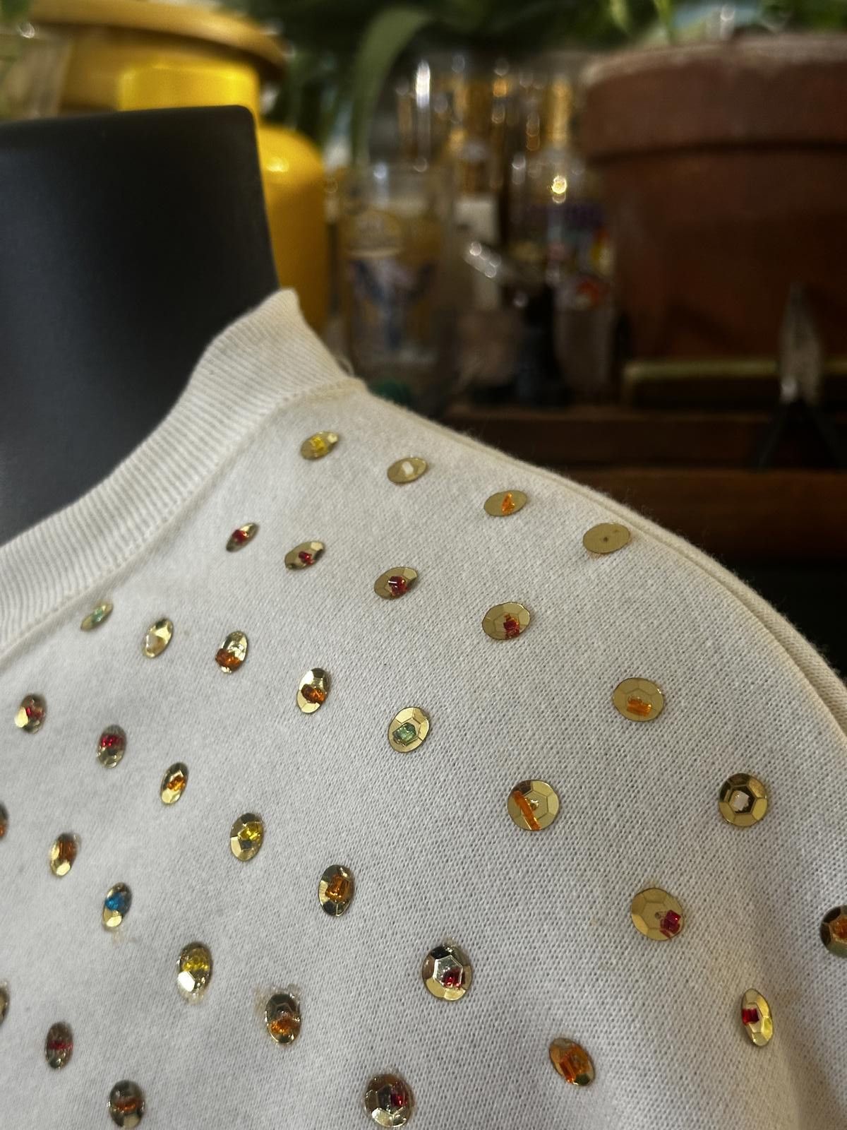Jerzees True Vintage Jerzees XL Cream Sequin Sweatshirt Size XL / US 12-14 / IT 48-50 - 3 Thumbnail