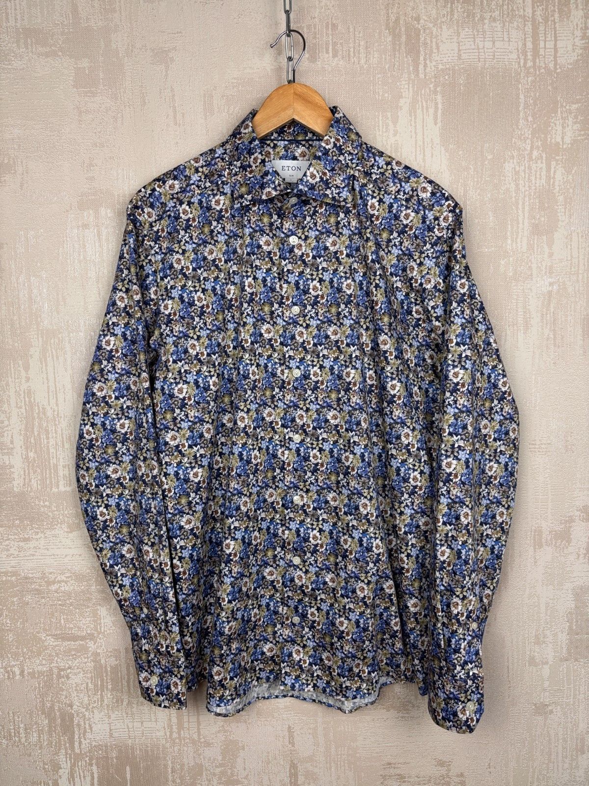 Eton Eton Floral Long Sleeve Dress Shirt Sz L (41 / 16) Slim Fit Size US L / EU 52-54 / 3 - 7 Thumbnail