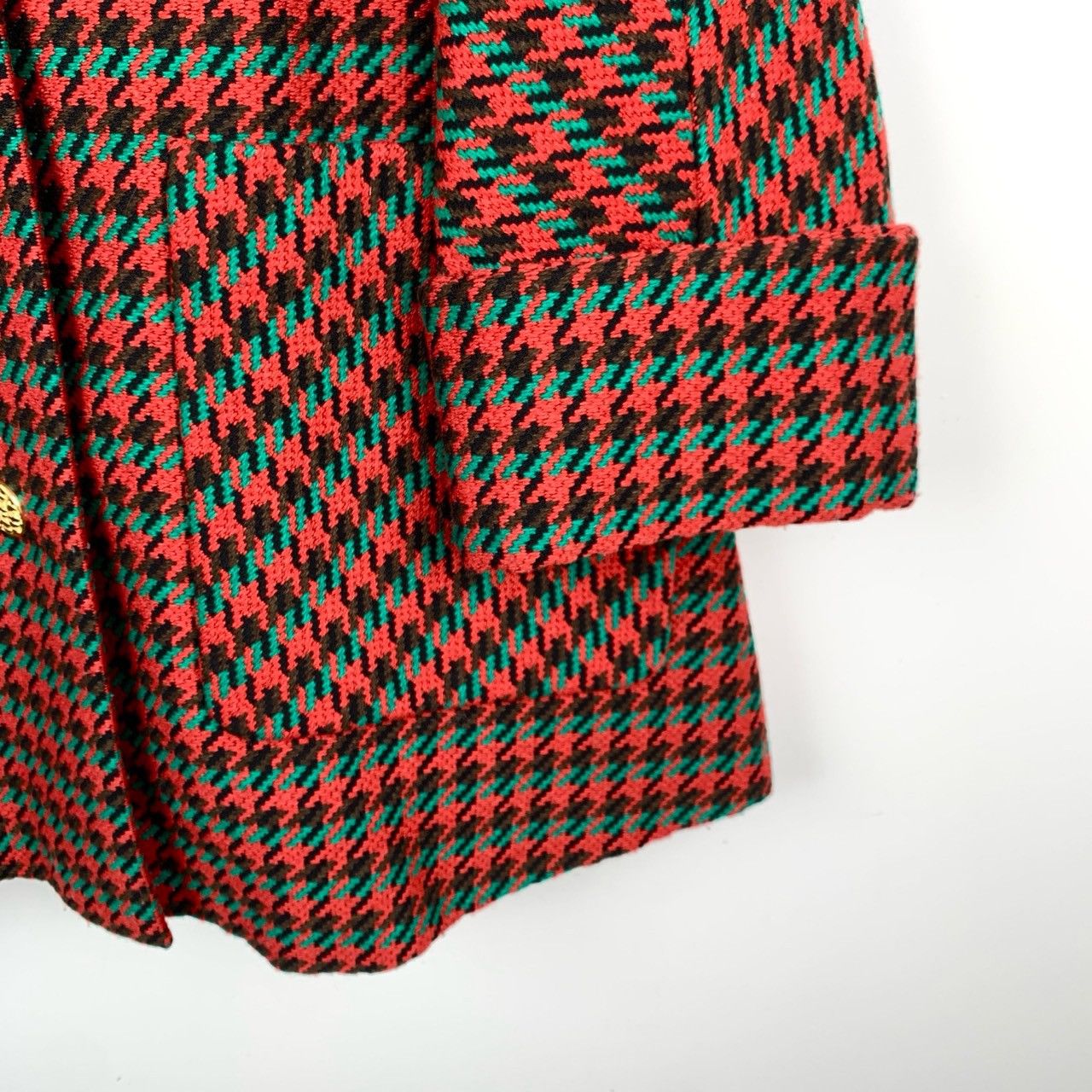 Gucci Gucci Wool Coat – Red Houndstooth Single-Breasted (XXS) Size XXS / US 00 / IT 34 - 5 Thumbnail