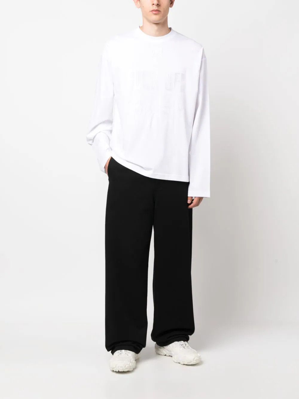 Vetements VTMNTS White Fuck Off Embroidered Long Sleeve T-Shirt Size US L / EU 52-54 / 3 - 3 Thumbnail