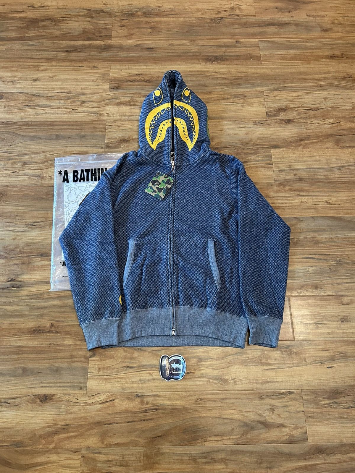 Bape NEW Bape Indigo Shark Full Zip Hoodie Size US M / EU 48-50 / 2 - 1 Thumbnail