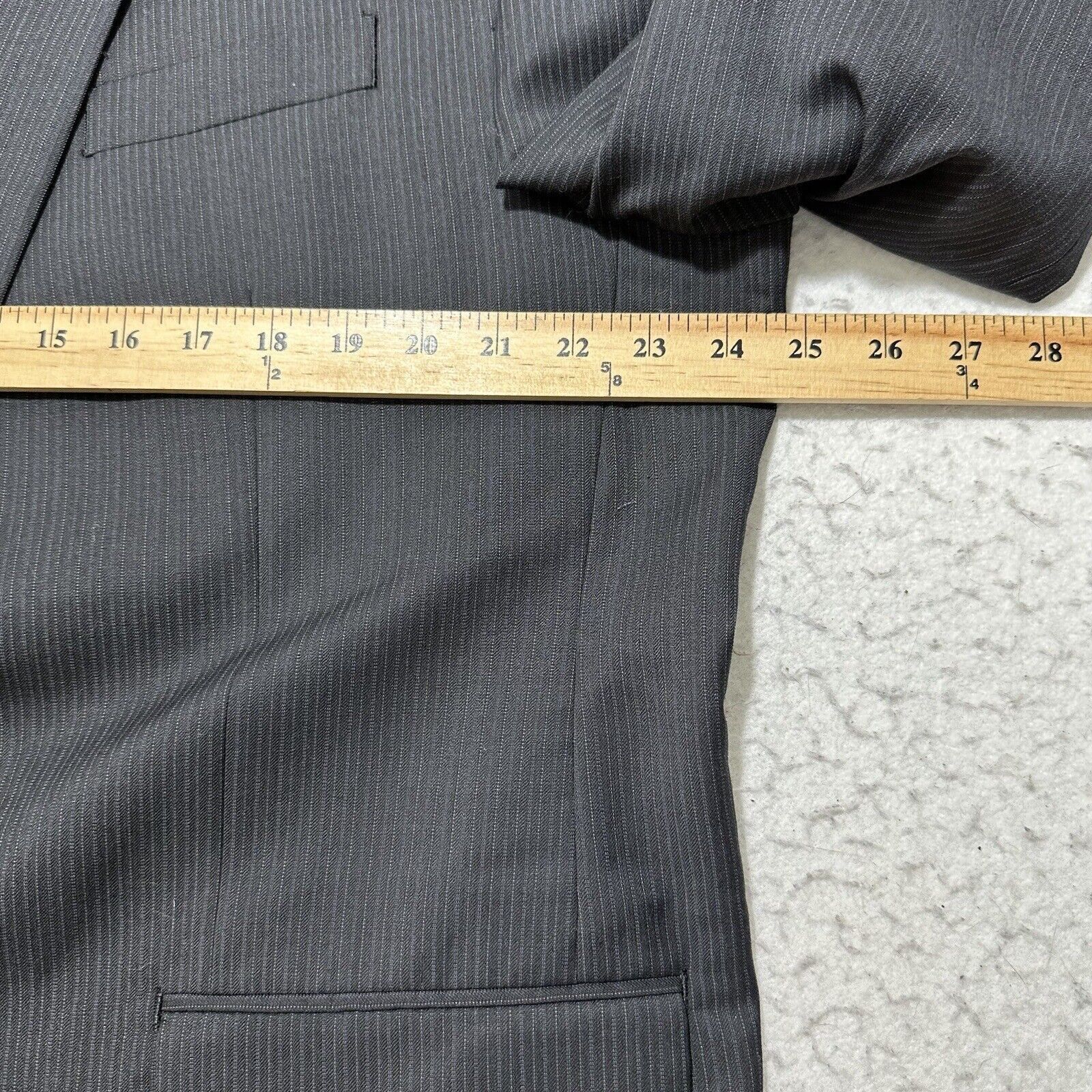 Chaps Chaps Wool Blend Suit Jacket Dark Gray Striped Coat 48L Size 48L - 10 Thumbnail