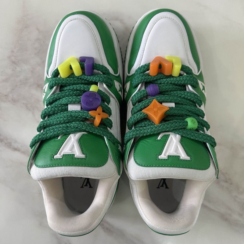 Louis Vuitton Louis Vuitton Trainer Maxi Low-Top Sneakers White Green -25 Size US 11 / EU 44 - 8 Thumbnail