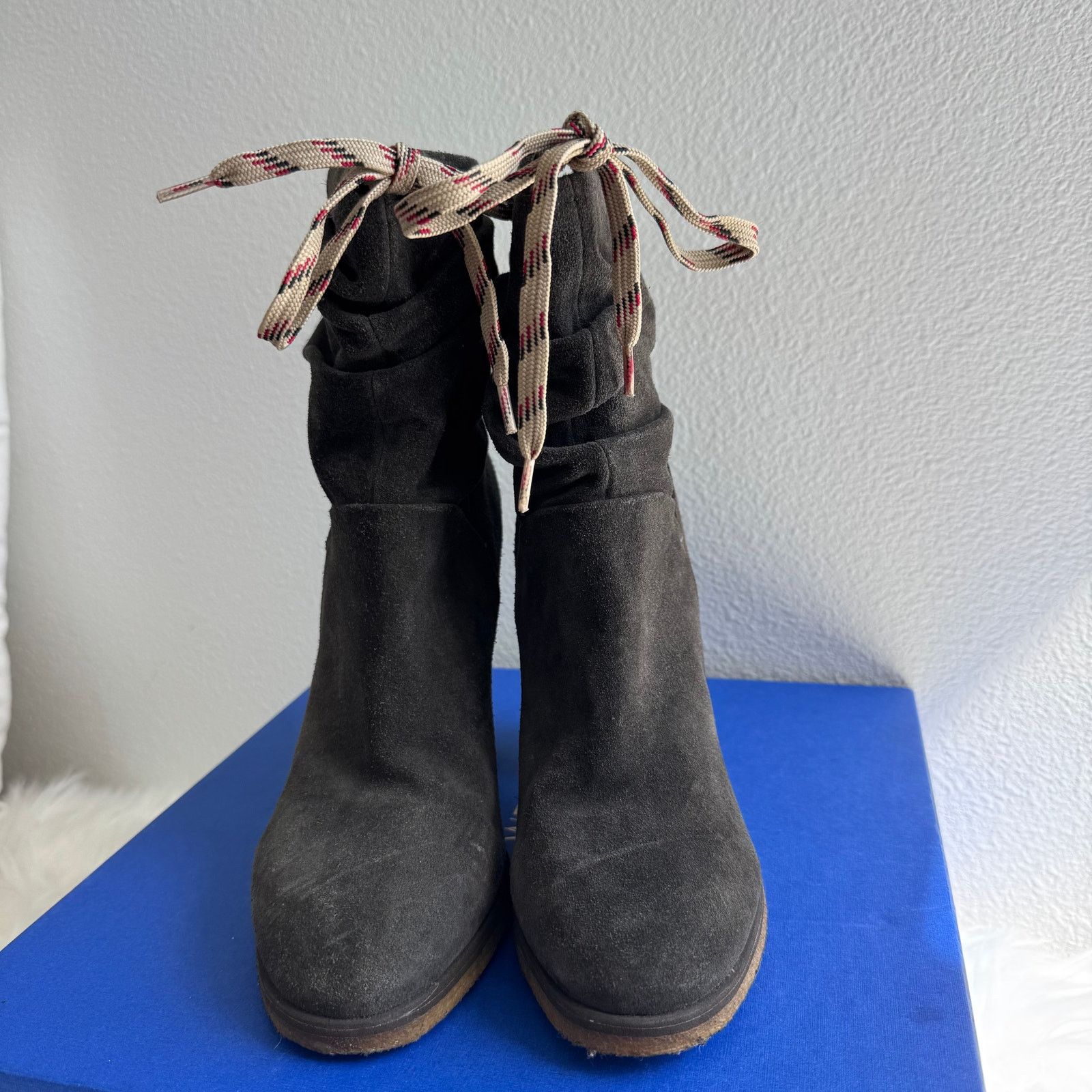 See by Chloe See by Chloe Gray Suede Slouchy Ankle Stacked Heel Boots Size US 8.5 / IT 38.5 - 3 Thumbnail