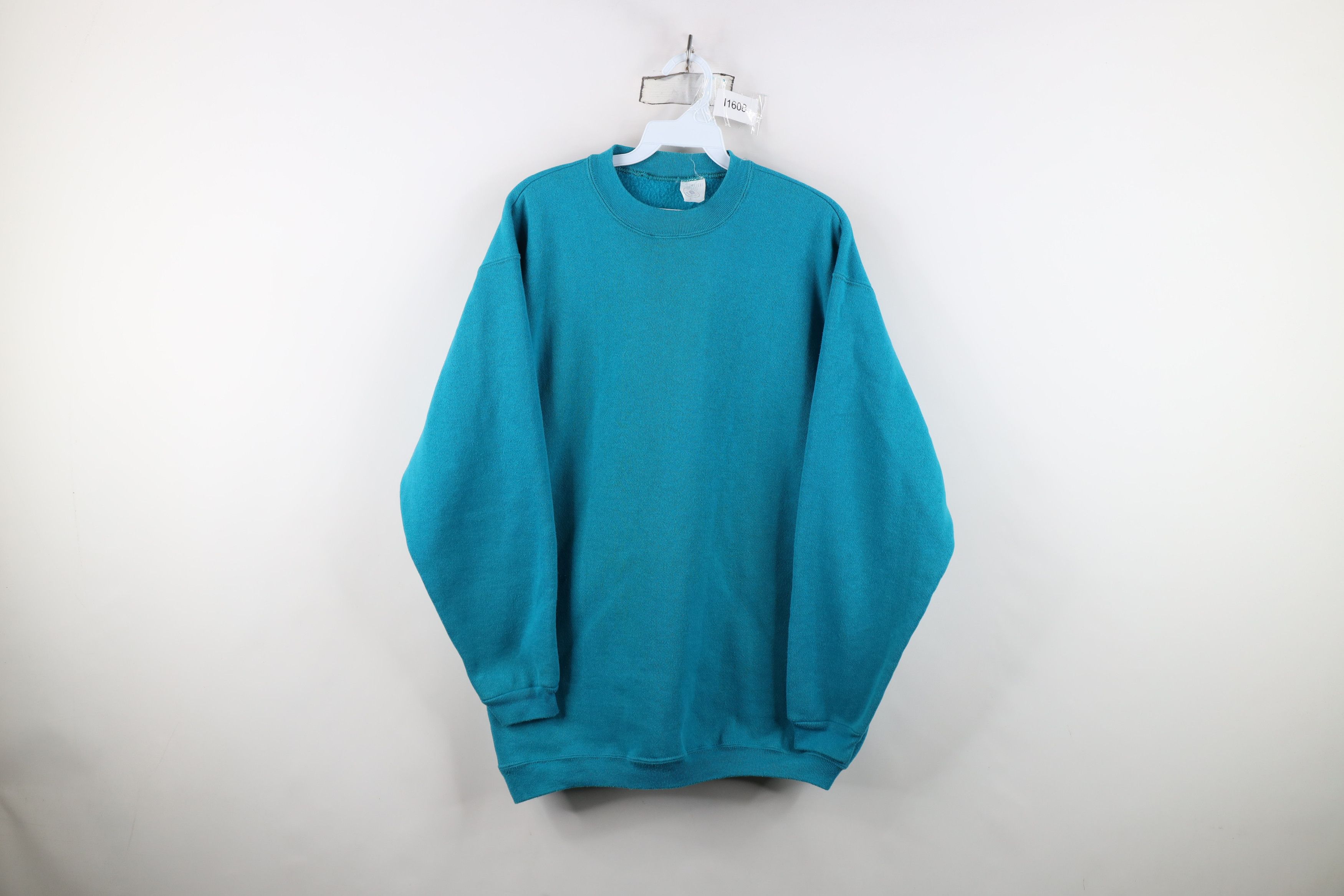Vintage Vintage 90s Streetwear Heavy Crewneck Sweatshirt Blue USA Size L / US 10 / IT 46 - 1 Thumbnail