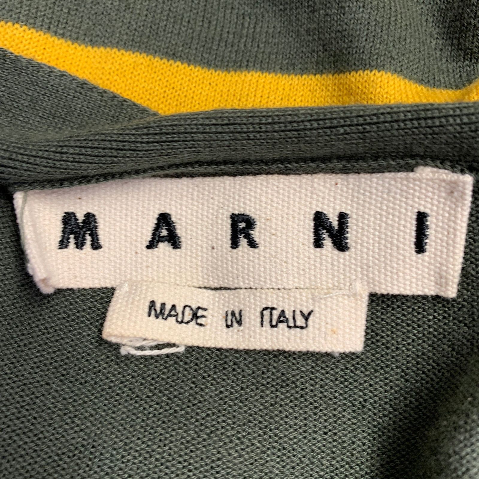 Marni MARNI Size M Green Yellow Stripe Cotton V-Neck Cardigan Size US M / EU 48-50 / 2 - 4 Thumbnail