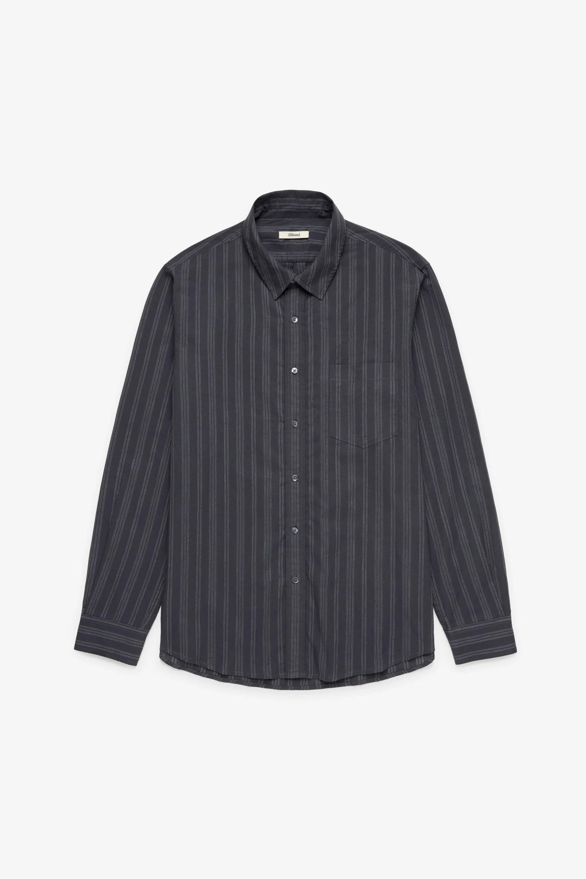 JJJJound 💚 JJJJound Striped Button Up Shirt Charcoal/Off White NEW Size US L / EU 52-54 / 3 - 1 Thumbnail