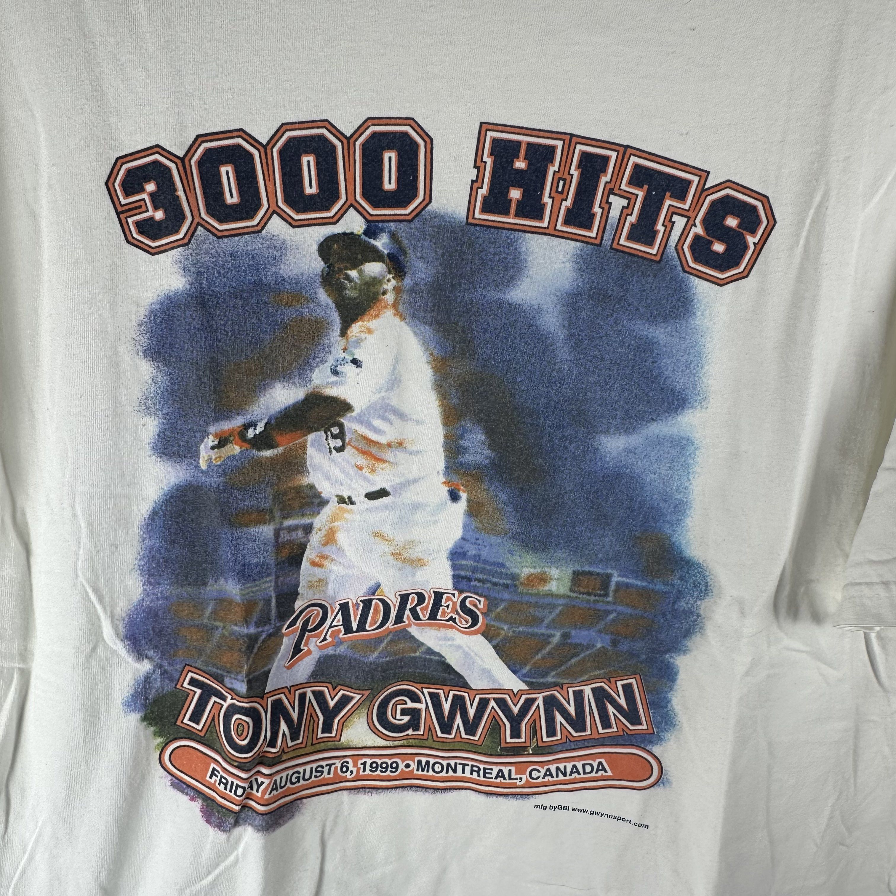Vintage 1999 Tony Gwynn San Diego Padres 3000 Hits MLB T-shirt Size US XXL / EU 58 / 5 - 2 Thumbnail
