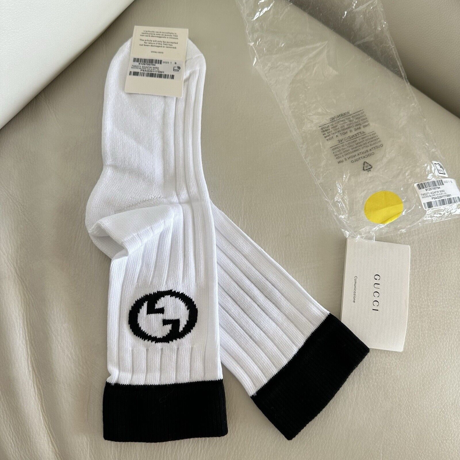Gucci New Gucci Socks Black White Wool G Logo Size S Size ONE SIZE - 7 Thumbnail