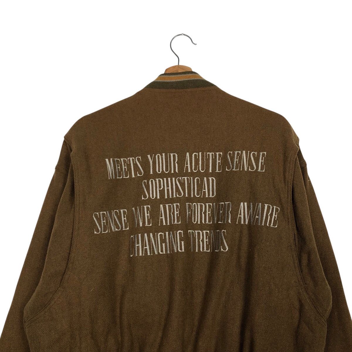 Japanese Brand 📌Rich Brown Bomber Jacket Expressly Big Logo Issey Miyake Size US M / EU 48-50 / 2 - 10 Thumbnail