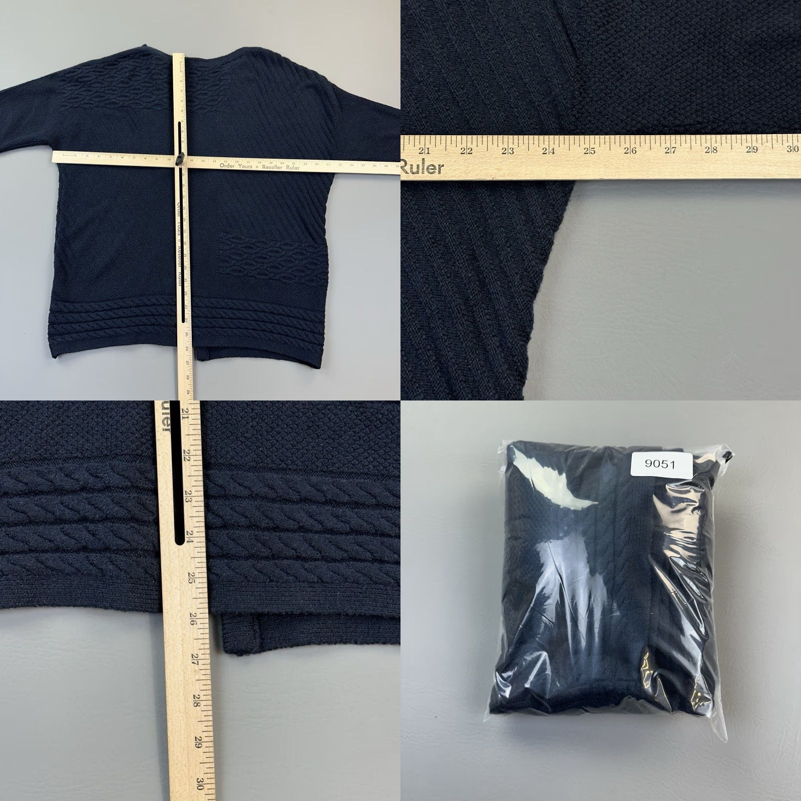 J. Jill J Jill Women's Medium Navy Cardigan Sweater Open Front Textured Knit Size M / US 6-8 / IT 42-44 - 8 Thumbnail