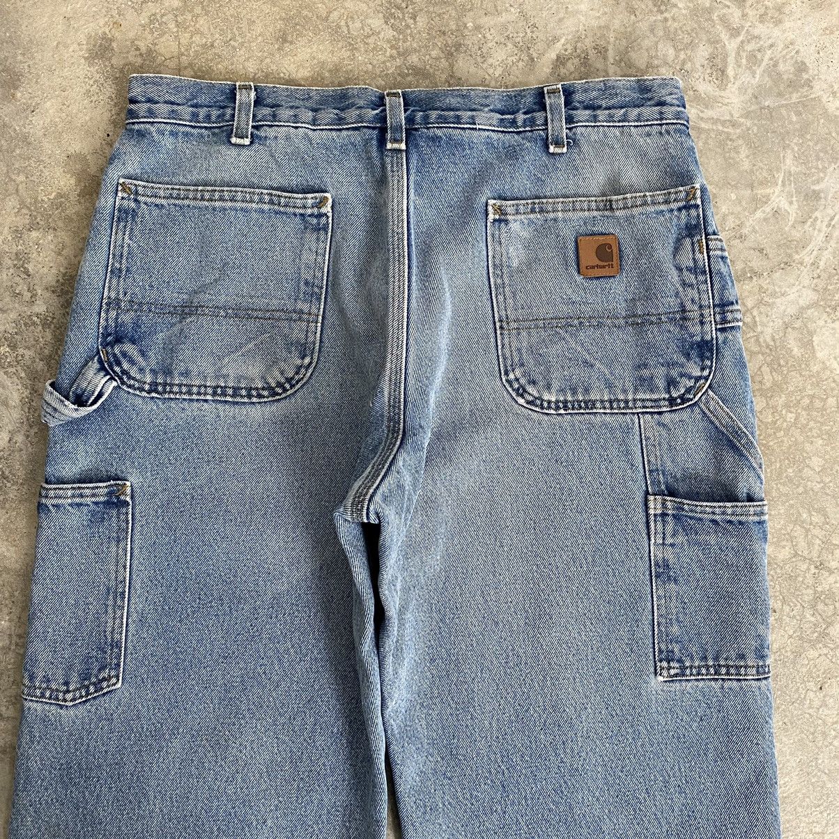 Carhartt VTG Carhartt Blanket Lined Faded Blue Carpenter Denim Jeans Size US 35 - 22 Thumbnail