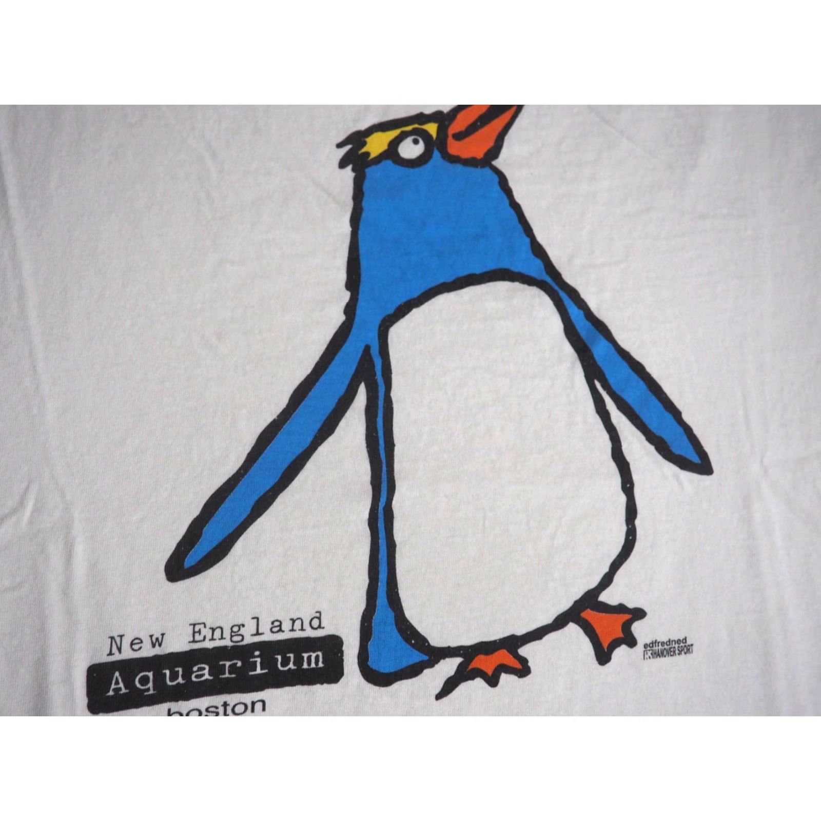 Vintage VTG 90s New England Aquarium Boston Penguin Nature Art White Tee L T-Shirt Mens Short Sleeve Crew Neck Graphic Print Vintage Logo Cotton Size US L / EU 52-54 / 3 - 4 Thumbnail