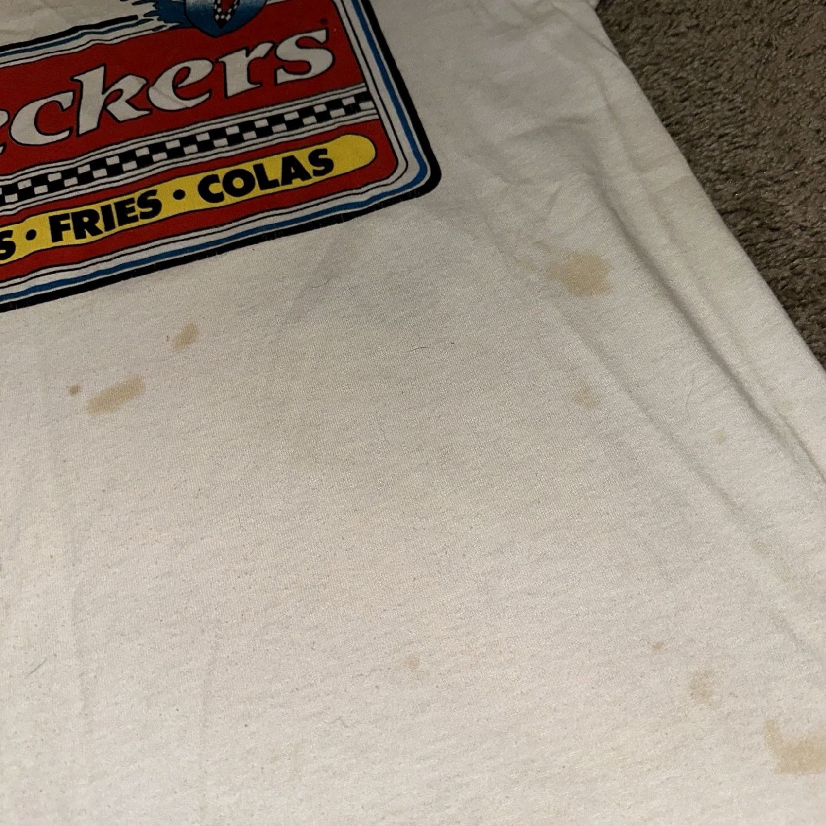 Vintage VINTAGE Food Promo Shirt Mens Medium White Short Sleeve 80s USA Screen Stars Graphic Print Size US M / EU 48-50 / 2 - 2 Thumbnail