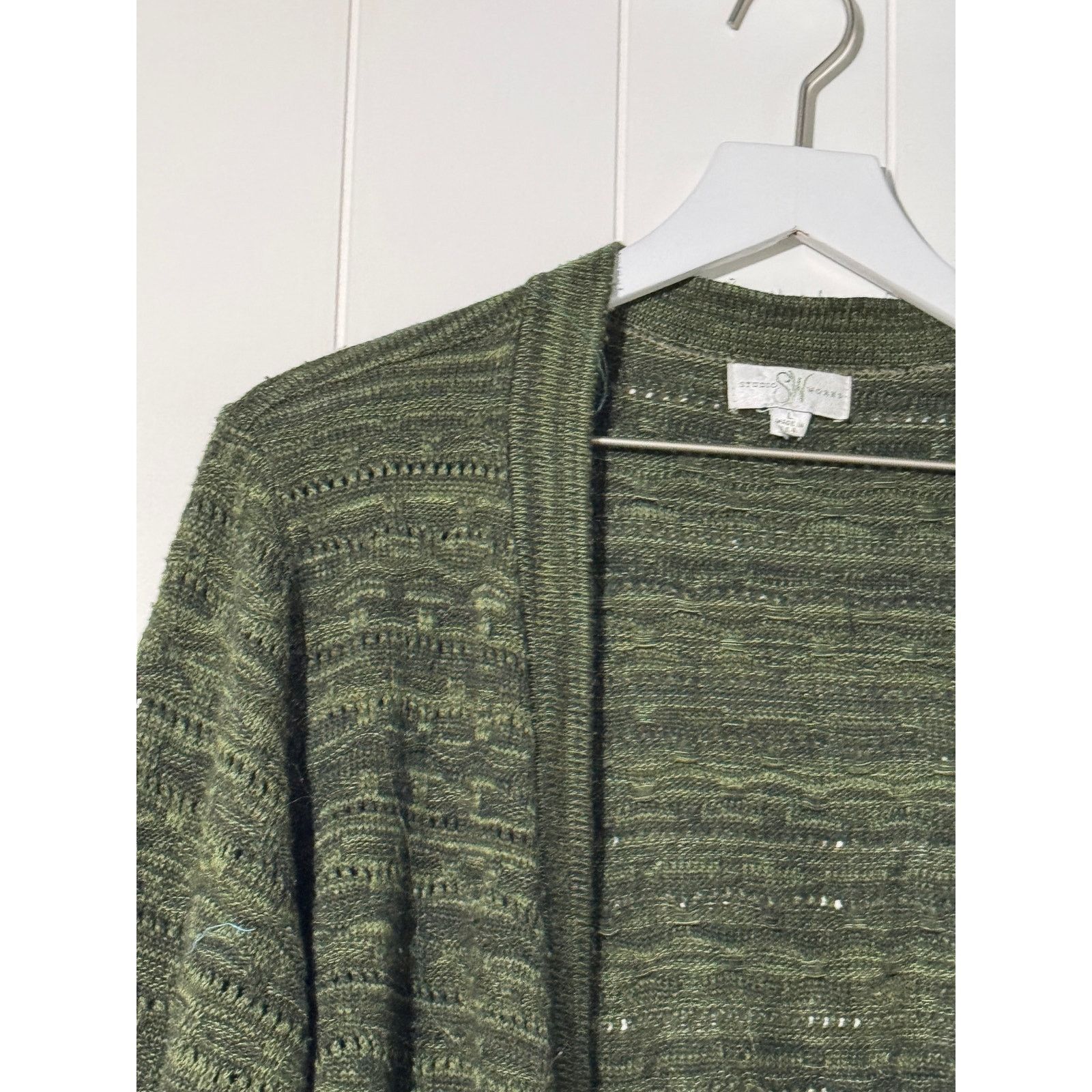 Other Studio Works Womens 2X Green Open Knit Cardigan Size L / US 10 / IT 46 - 3 Thumbnail