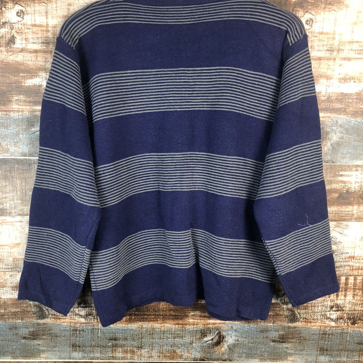 Homespun Knitwear × Japanese Brand Elemi Purple stripe cardigan Knitwear #A2270 Size M / US 6-8 / IT 42-44 - 16 Thumbnail