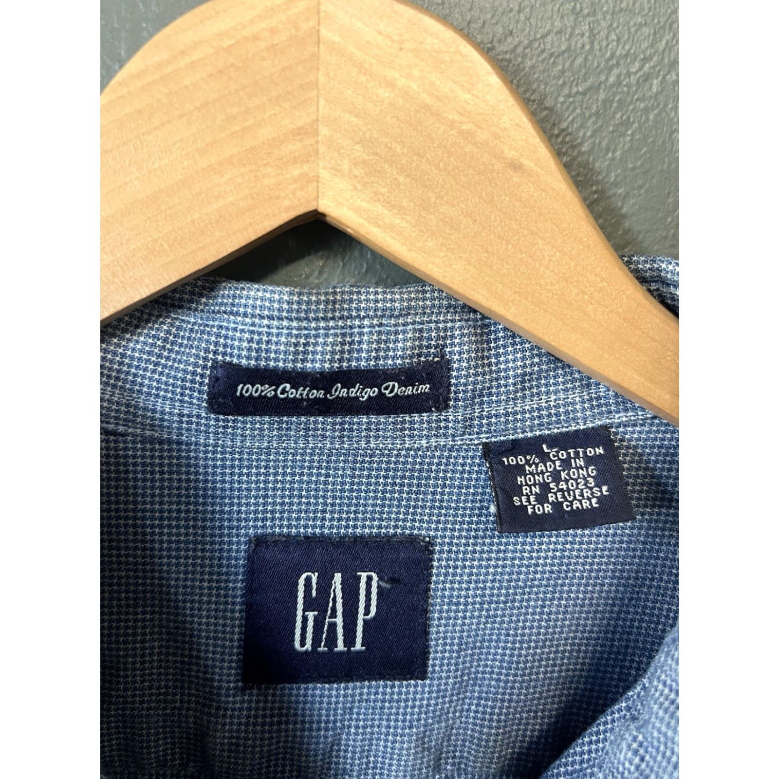 Gap Gap Mens Blue Long Sleeve Button-Up Indigo Cotton Size Large Y2K Shirt Size US L / EU 52-54 / 3 - 3 Thumbnail