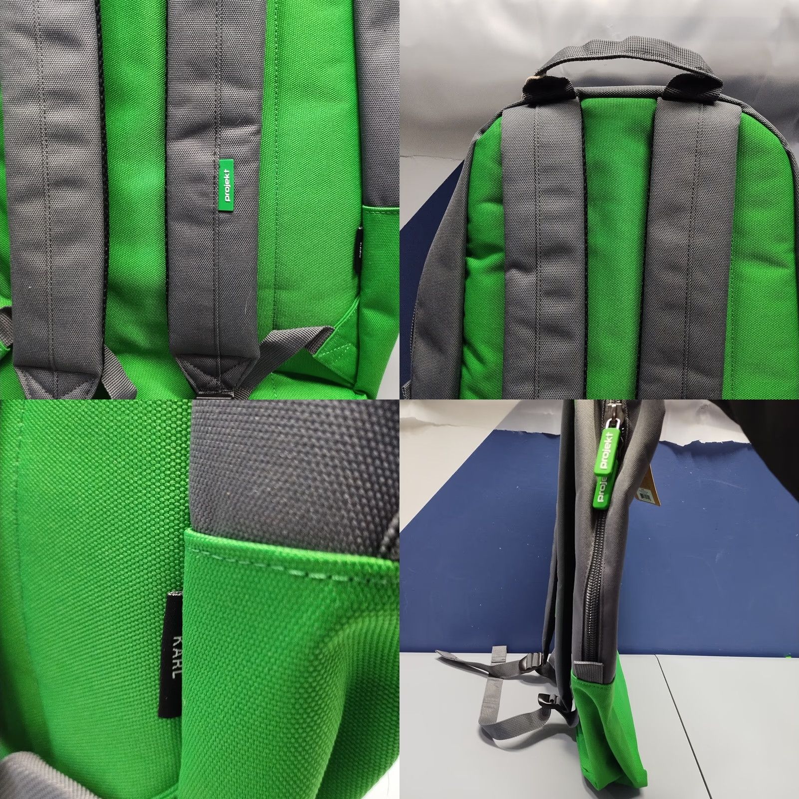 Y/Project Projekt Karl Unisex Backpack Green Gray Canvas Adjustable Straps Water Resistant Medium Color Green & Gray Backpack Unisex Adults Mens Womens Size ONE SIZE - 8 Thumbnail